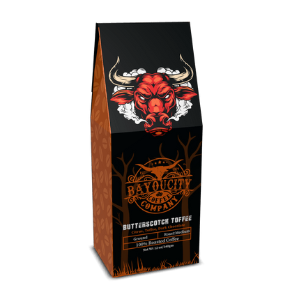 12 ounce bag of Butterscotch Toffee coffee from Bayou City Coffee