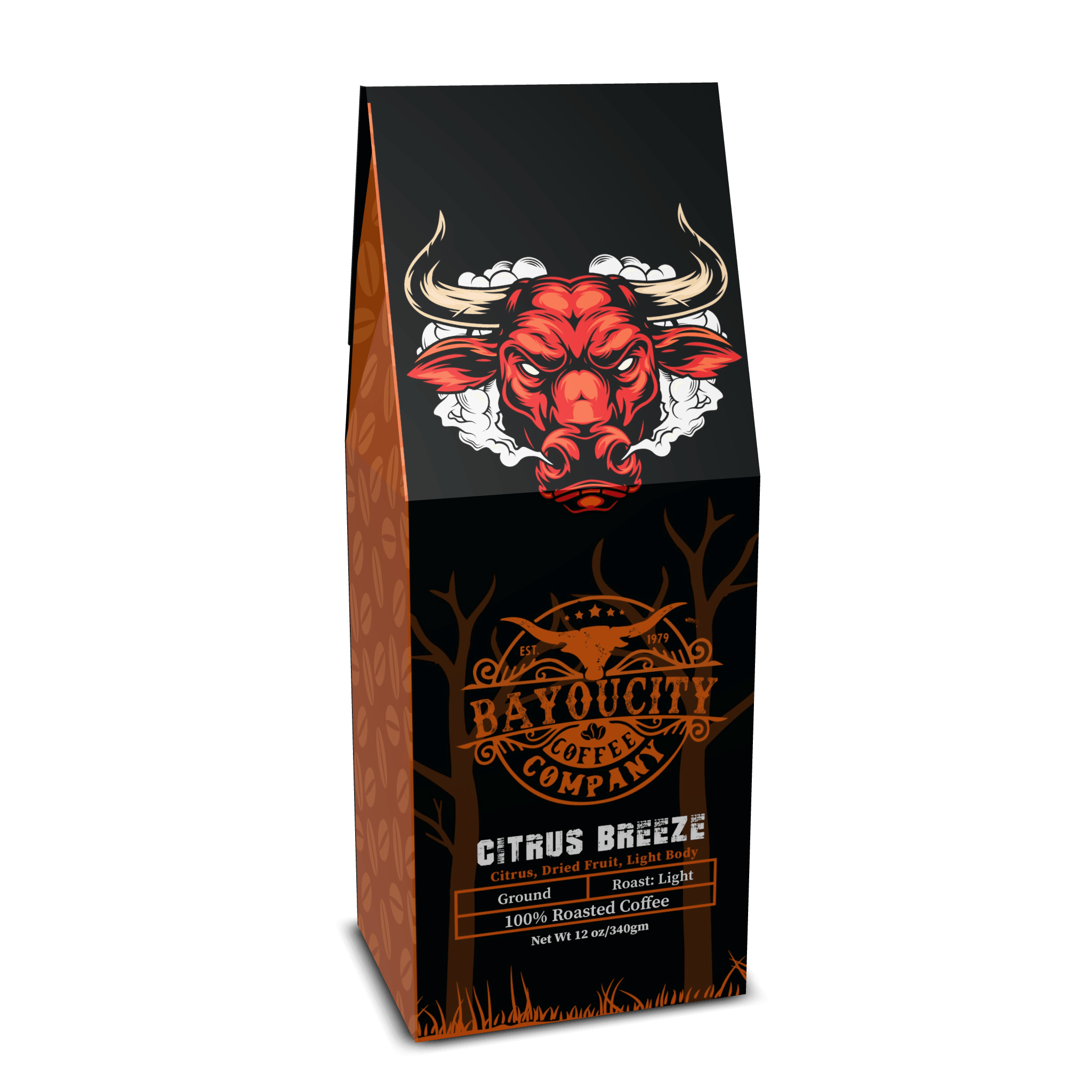 12 ounce bag of Citrus Breeze coffee from Bayou City Coffee