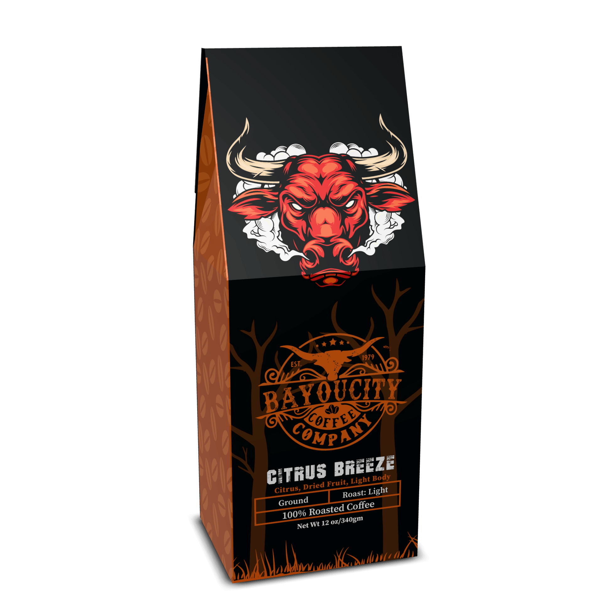 12 ounce bag of Citrus Breeze coffee from Bayou City Coffee