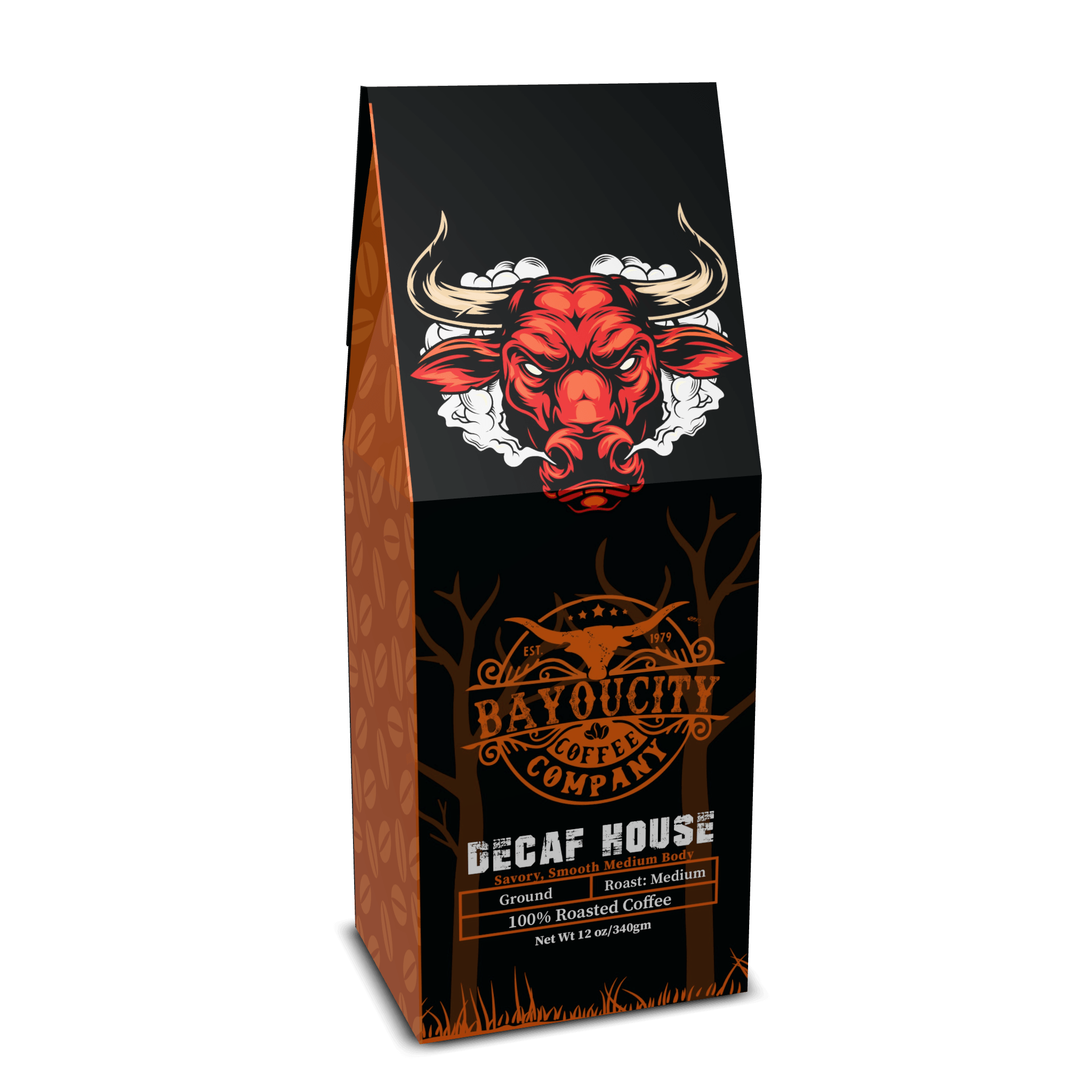 12 ounce bag of Decaf House Blend coffee from Bayou City Coffee