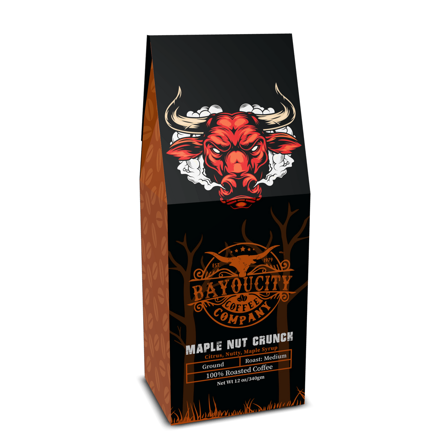 12 ounce bag of Maple Nut Crunch coffee from Bayou City Coffee