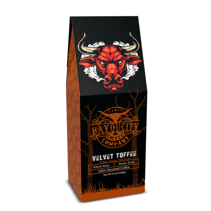 12 ounce bag of Velvet Toffee coffee from Bayou City Coffee